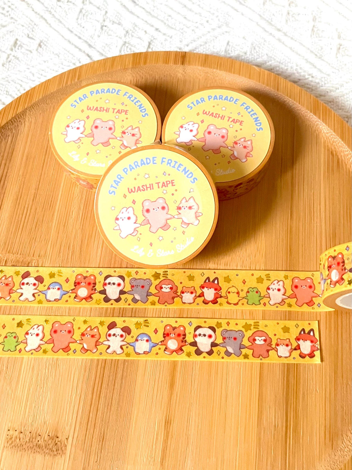 Star Parade Gold Foil Washi Tape • Kawaii Stationery • Planner Tape (15mm x 10m)