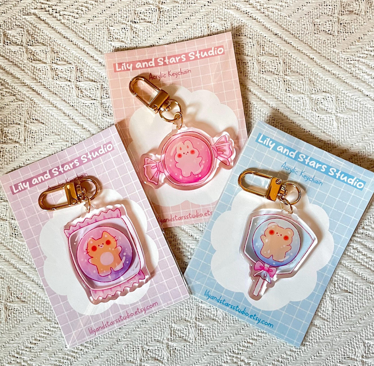 Candy Acrylic Keychain • Bear, Bunny, Cat Charm
