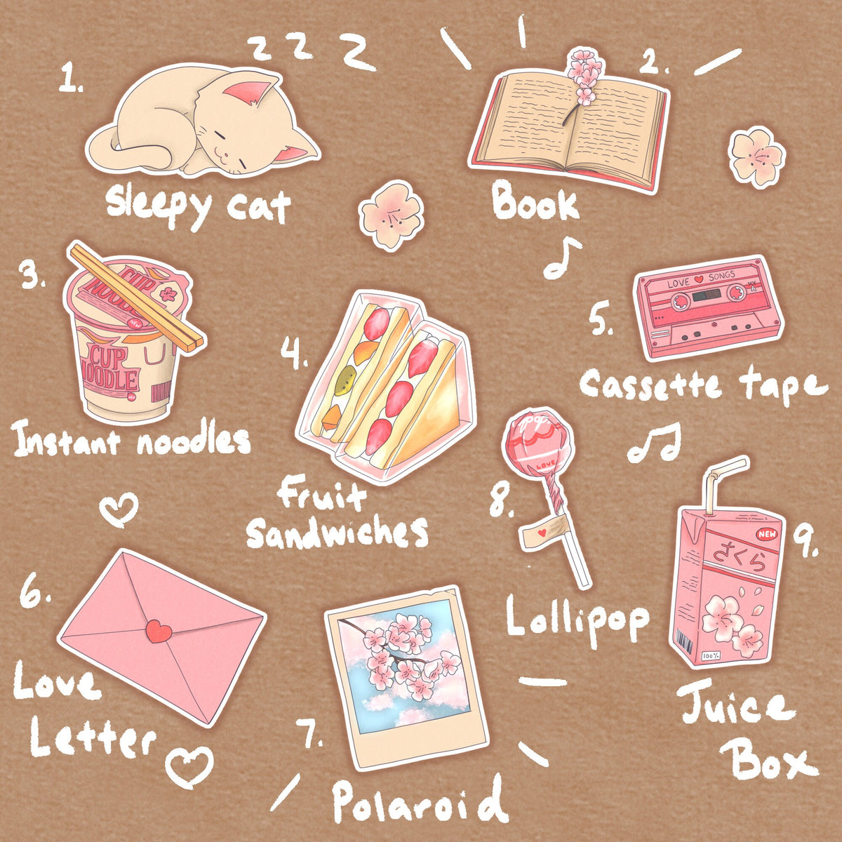 Hanami Sticker Sheet • Cherry Blossom Picnic Stickers