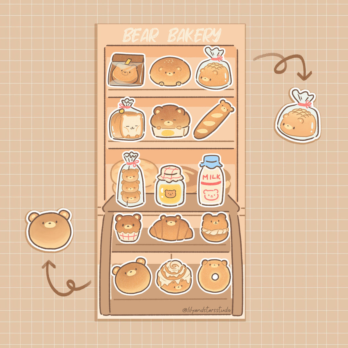 Bear Bakery Glossy Sticker Sheet