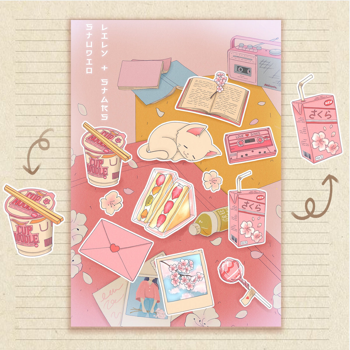 Hanami Sticker Sheet • Cherry Blossom Picnic Stickers