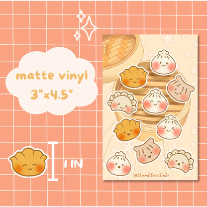 Kawaii Dumpling Dim Sum Sticker Sheet