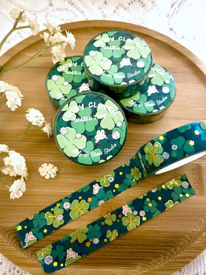 Four Leaf Clover Bunny Gold Foil Washi Tape (15mm x 10m)