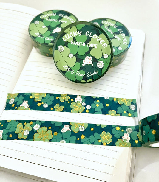 Four Leaf Clover Bunny Gold Foil Washi Tape (15mm x 10m)