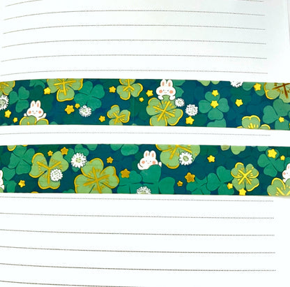 Four Leaf Clover Bunny Gold Foil Washi Tape (15mm x 10m)