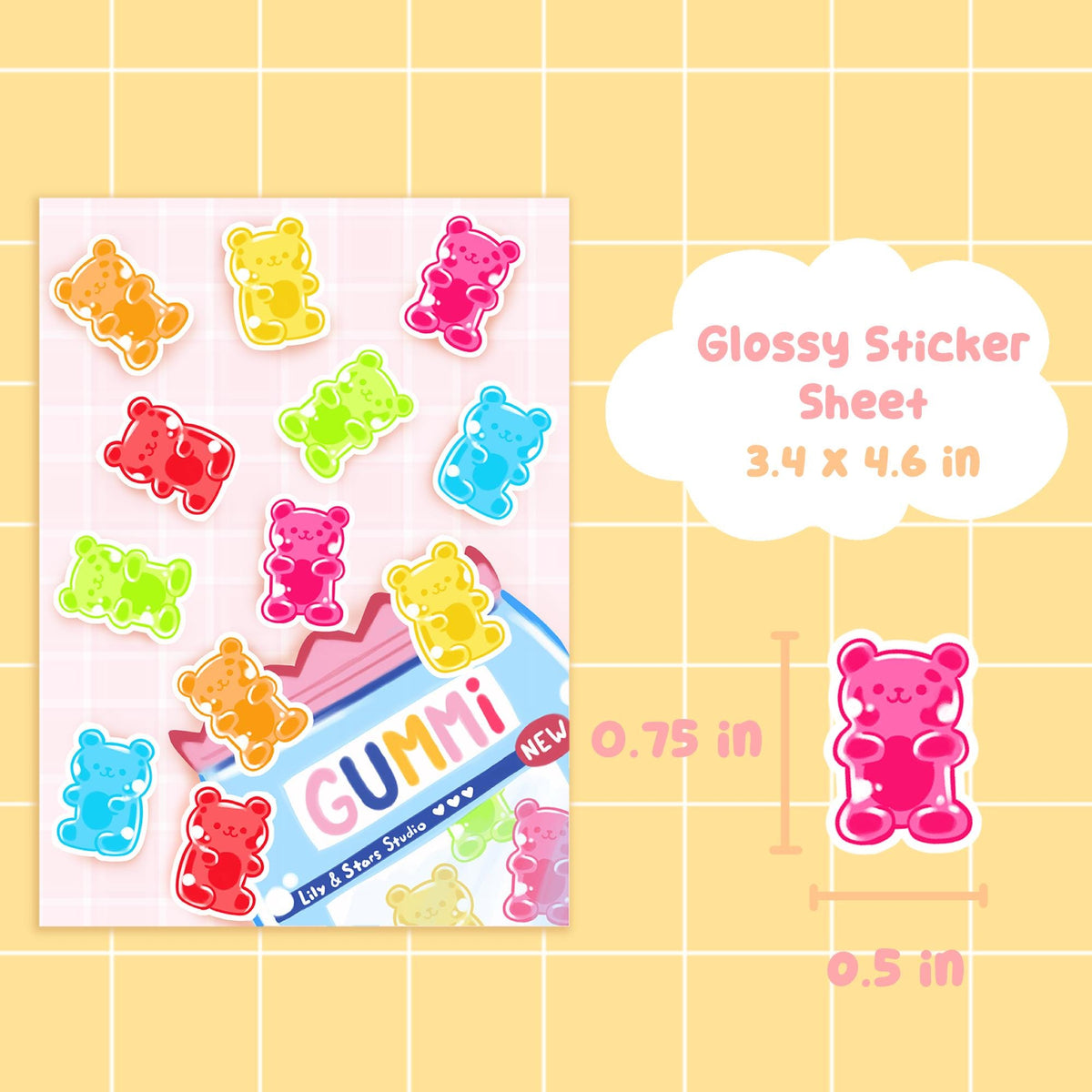 Gummy Bear Glossy Sticker Sheet