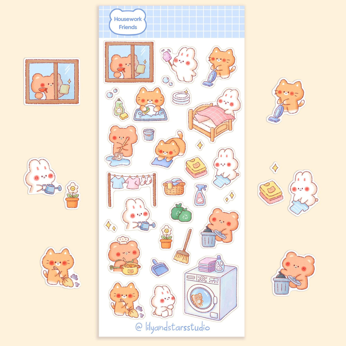 Housework Friends Sticker Sheet