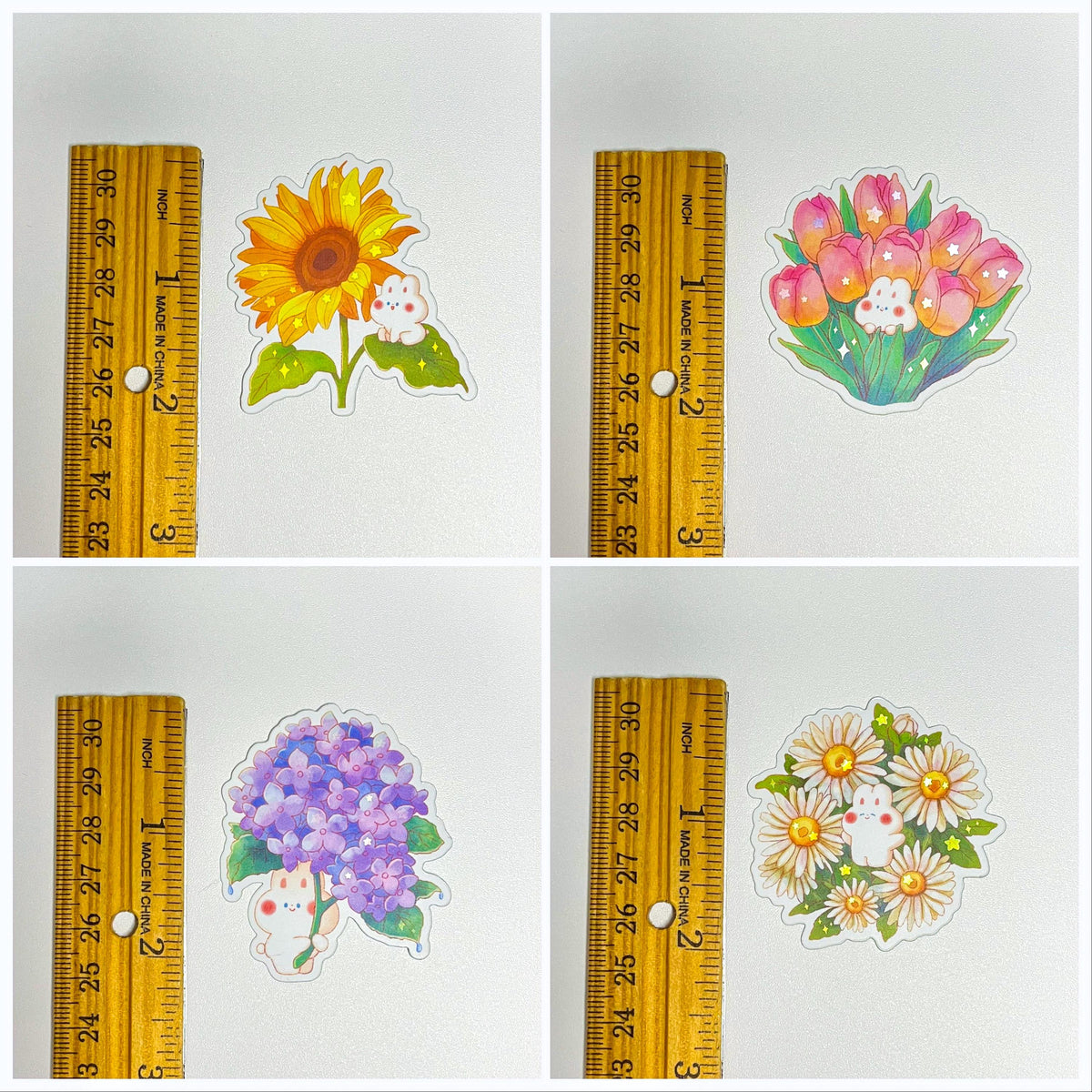 Flower Bunny Holographic Sticker