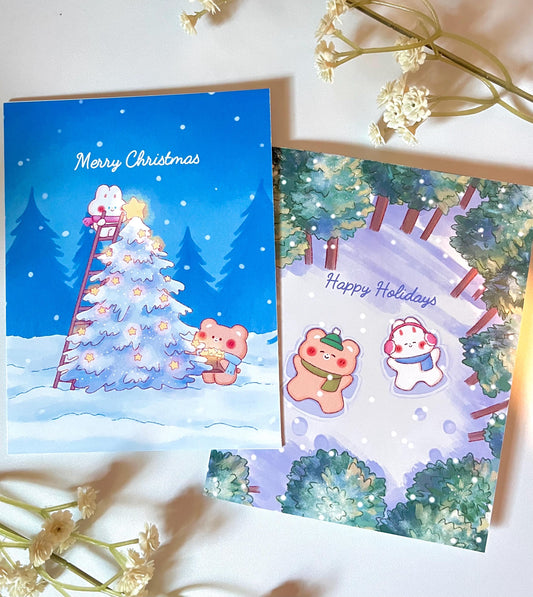 Christmas Card • Winter Tree • Snow Angel Holiday Card (4.25x5.5 in)