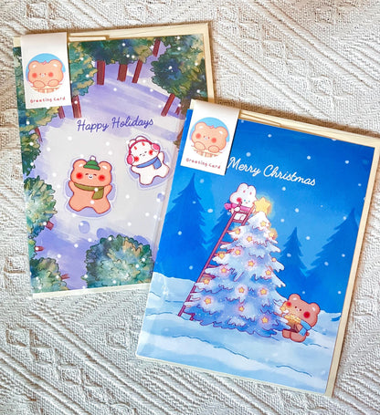 Christmas Card • Winter Tree • Snow Angel Holiday Card (4.25x5.5 in)
