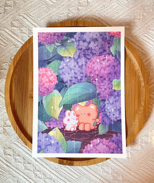 Hydrangea Rainy Day Small Art Print (5x7 in)