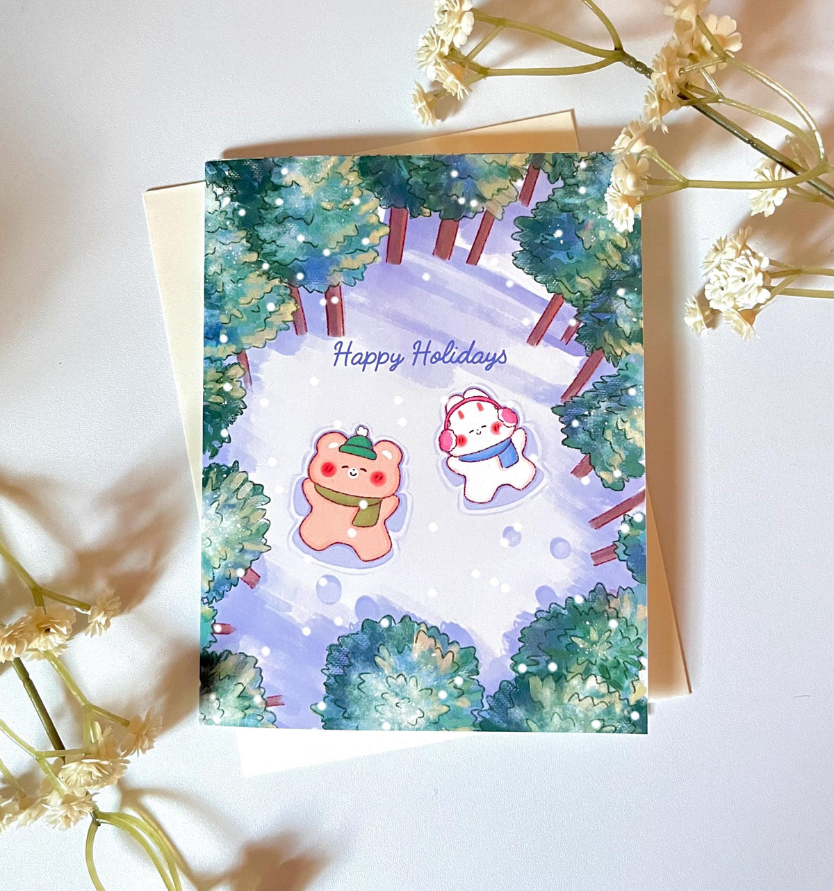 Christmas Card • Winter Tree • Snow Angel Holiday Card (4.25x5.5 in)