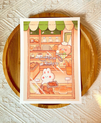Bear Bakery Small Art Print (5x7 in)