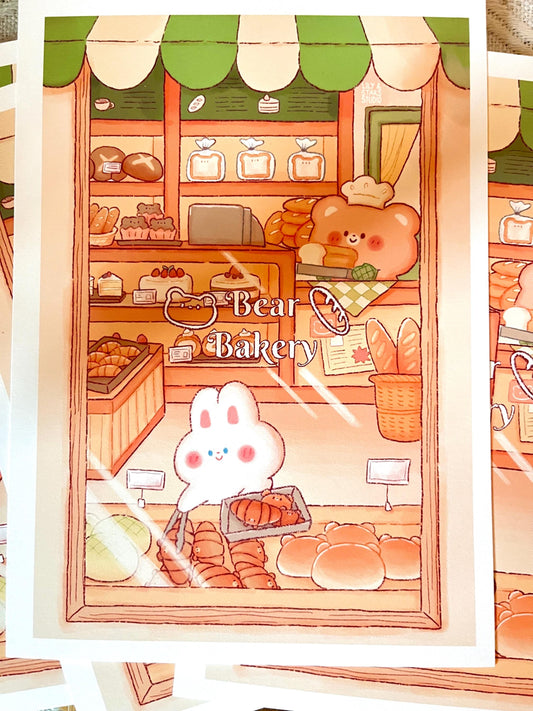 Bear Bakery Small Art Print (5x7 in)