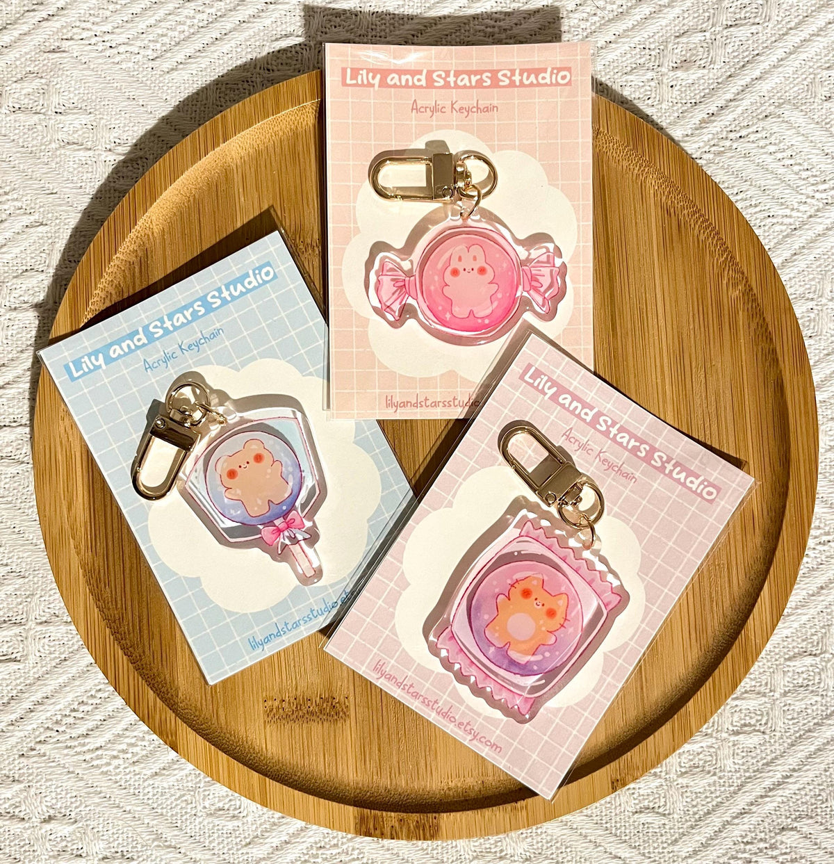 Candy Acrylic Keychain • Bear, Bunny, Cat Charm