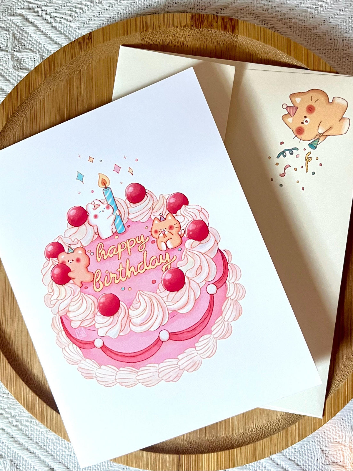 Pink Cake Happy Birthday Card (4.25x5.5 in)
