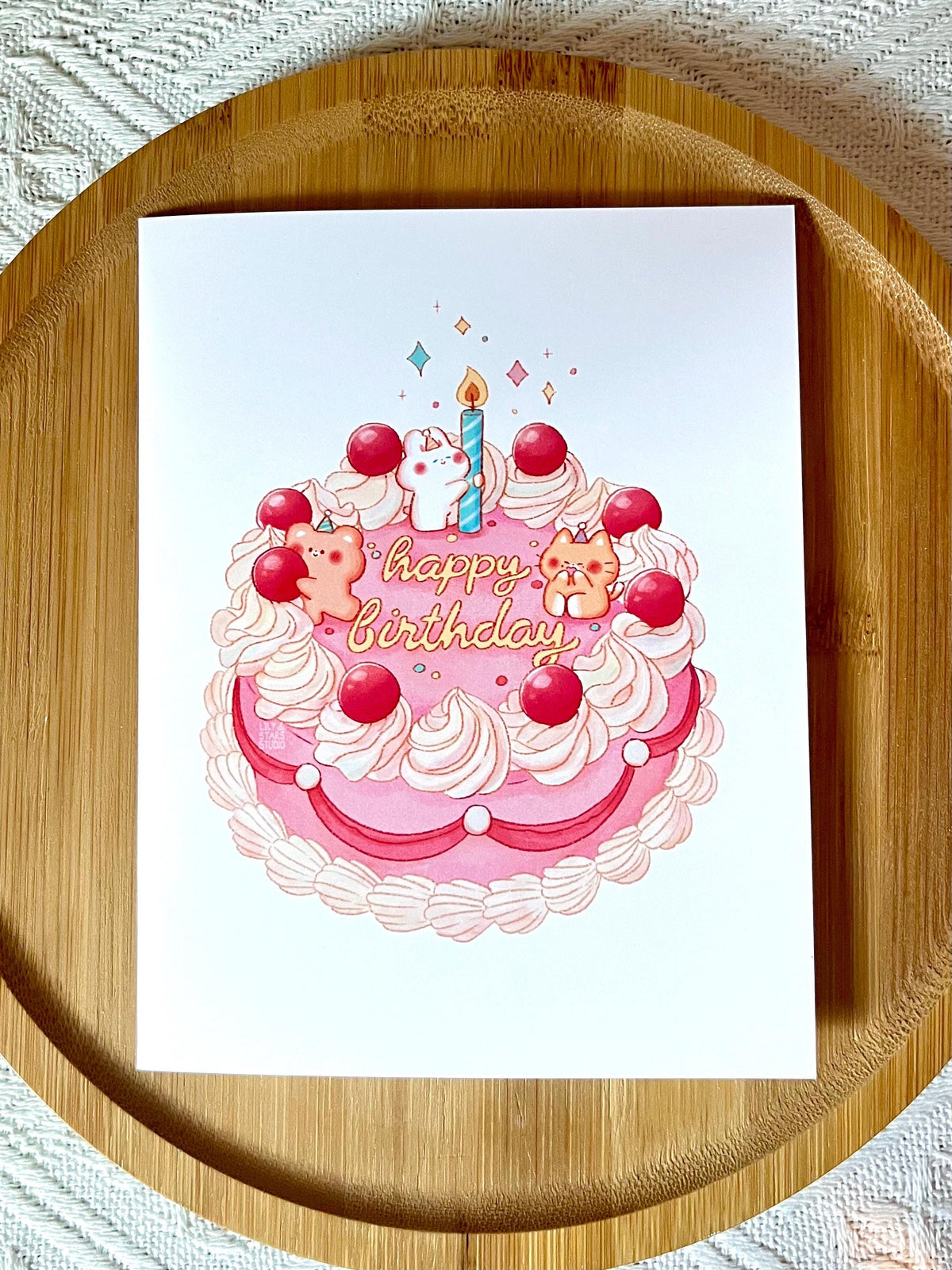 Pink Cake Happy Birthday Card (4.25x5.5 in)