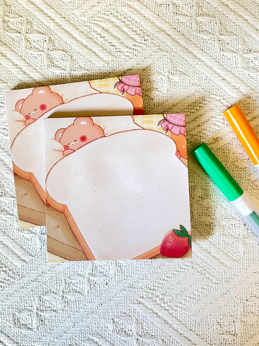 Bear Napping Bread Sticky Notes (3x3 in)