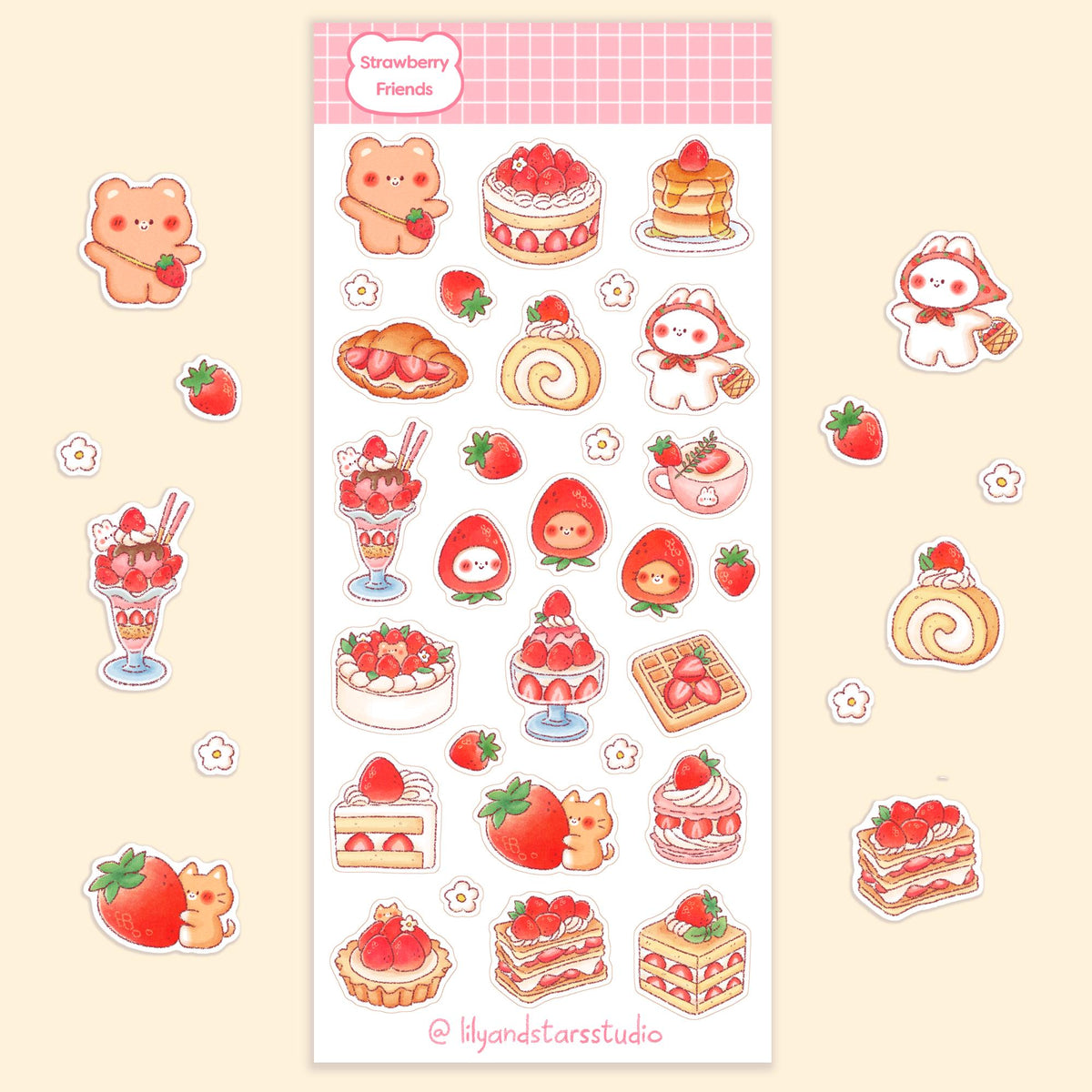 Strawberry Friends Sticker Sheet