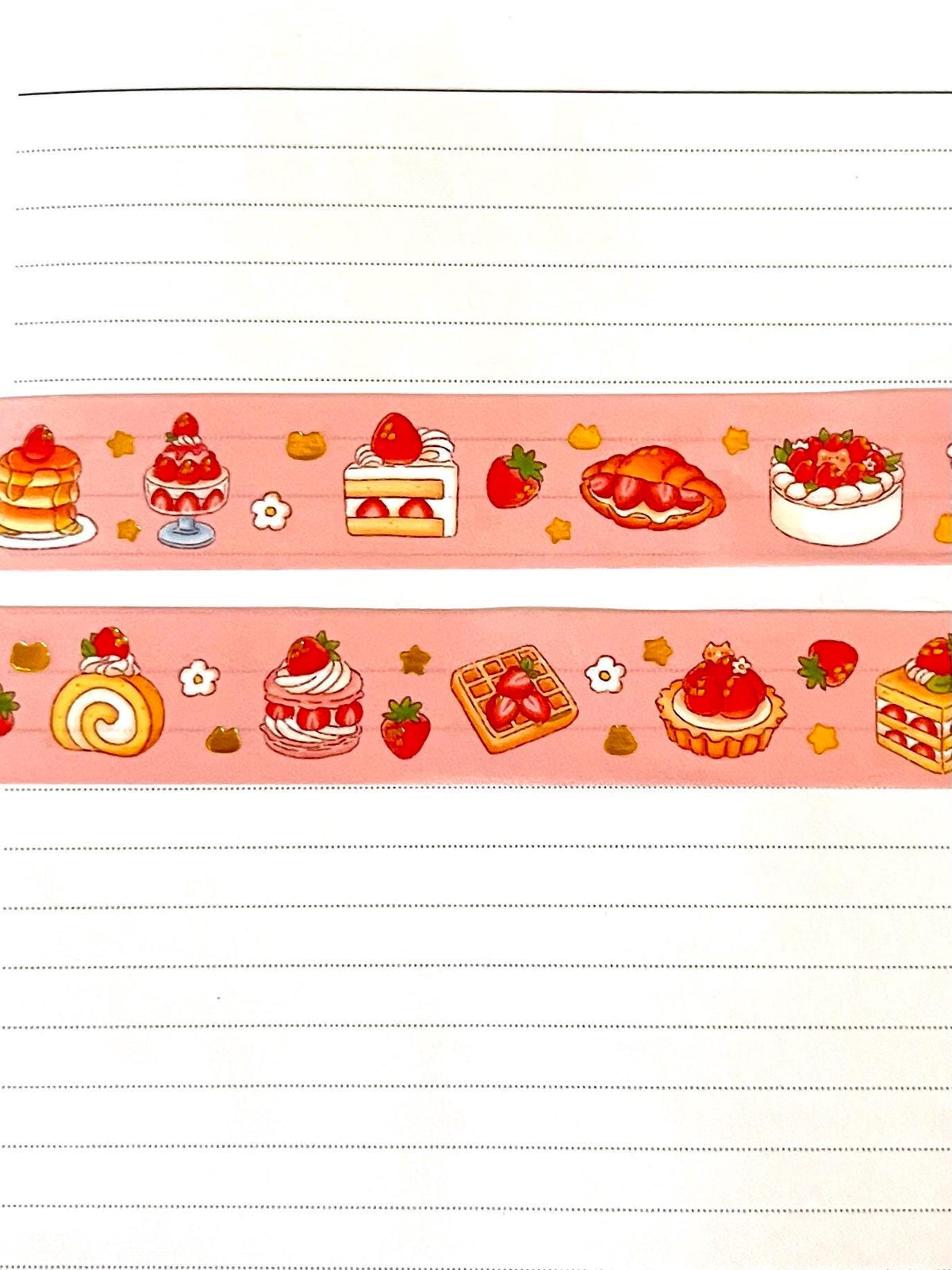 Strawberry Desserts Gold Foil Washi Tape (15mm x 10m)