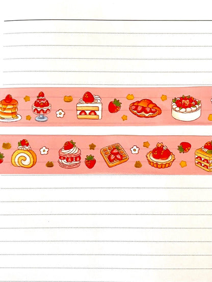 Strawberry Desserts Gold Foil Washi Tape (15mm x 10m)