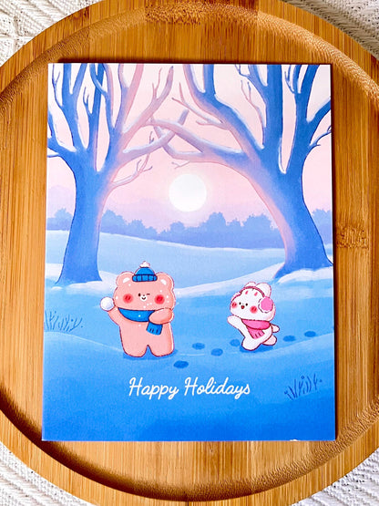 Winter Snowball Fight Holiday Card (4.25x5.5 in)