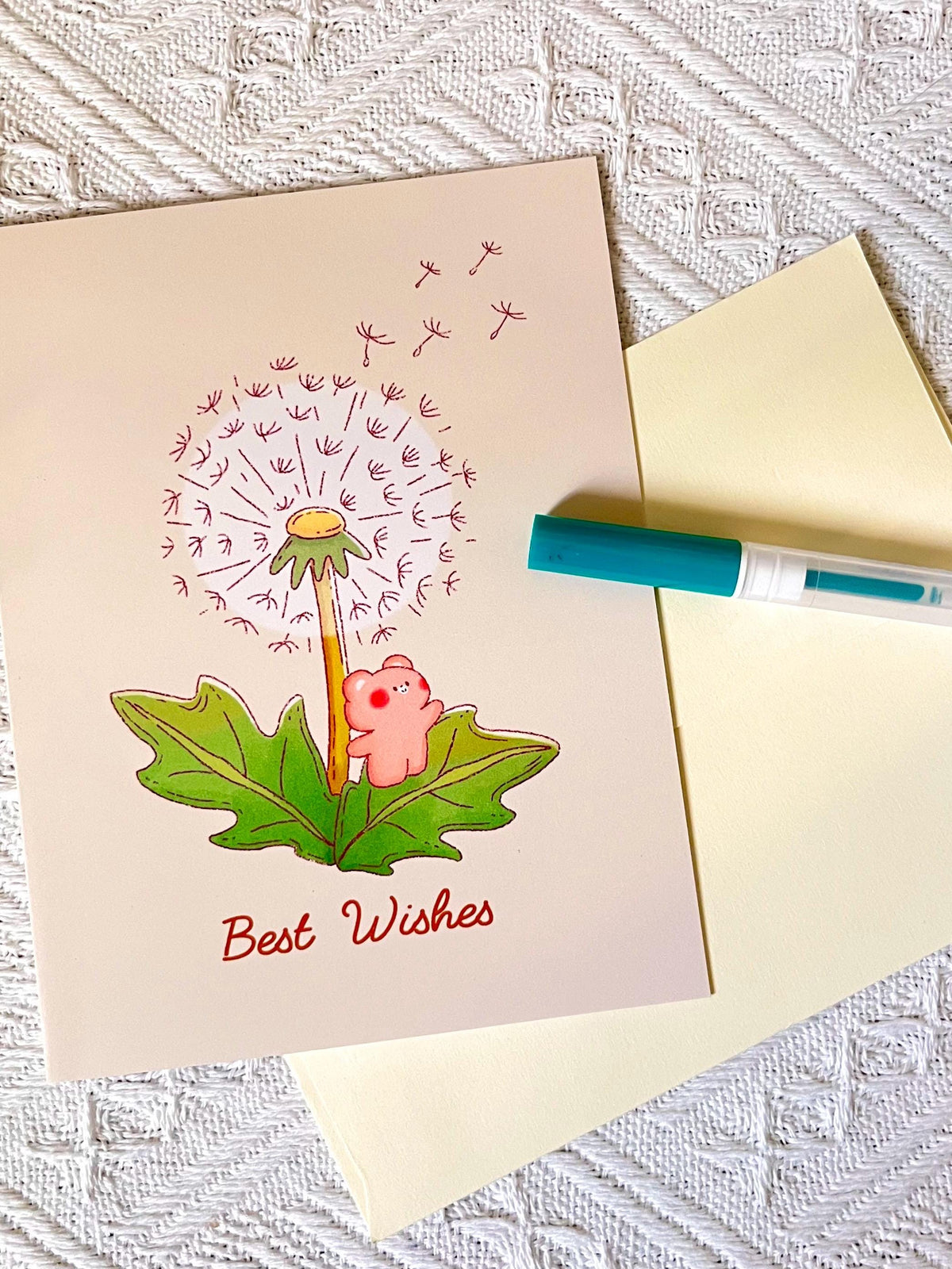Bear Dandelion Best Wishes Card (4.25x5.5 in)