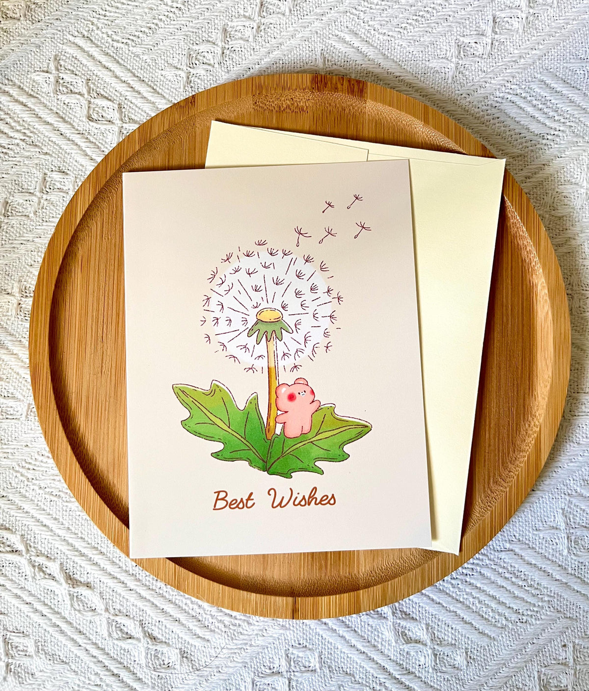 Bear Dandelion Best Wishes Card (4.25x5.5 in)
