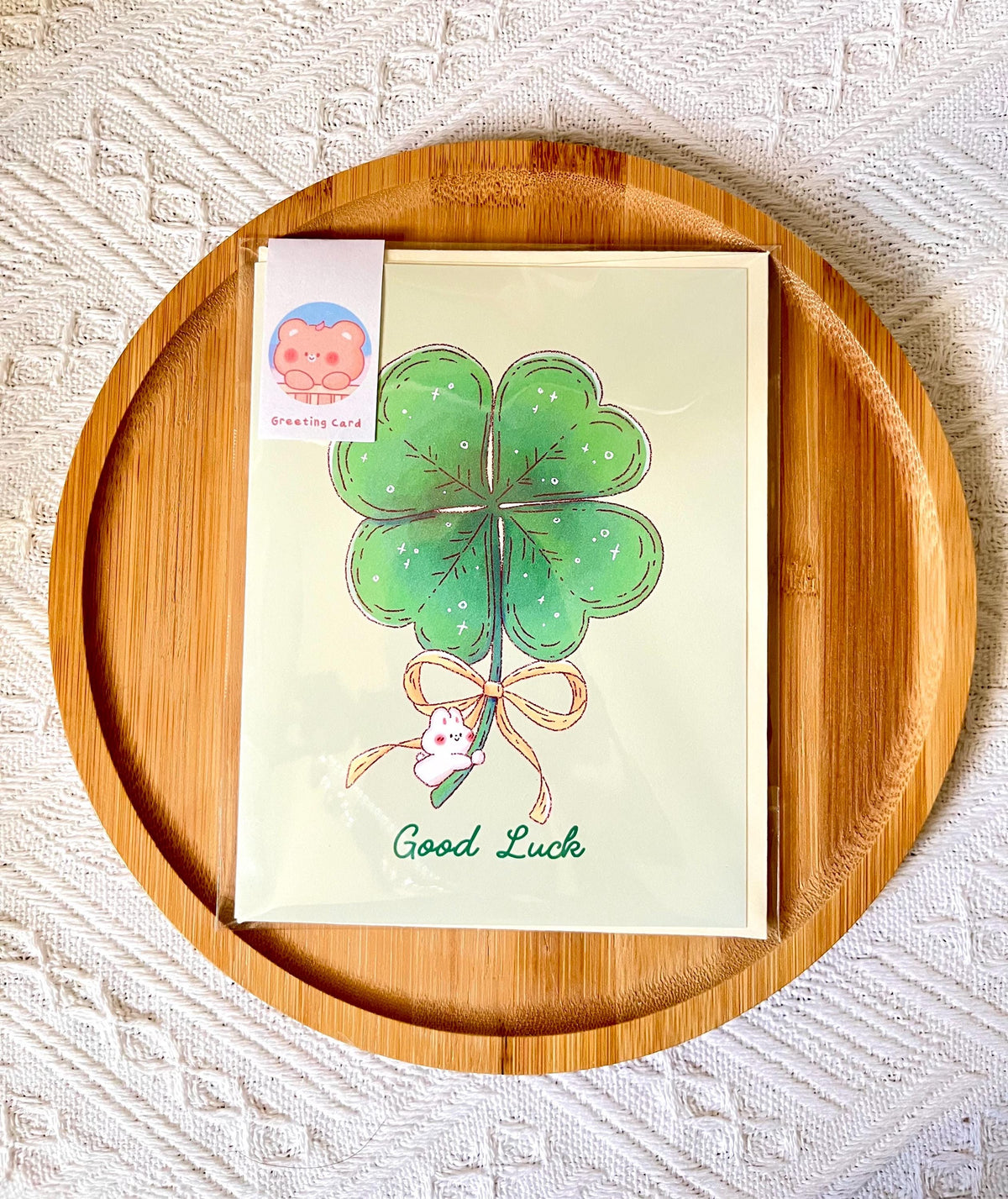 Four Leaf Clover Good Luck Card (4.25x5.5 in)