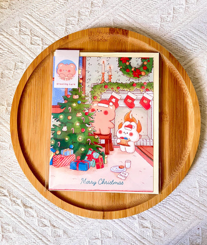 Tree Decorating Christmas Card (4.25x5.5 in)