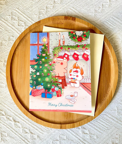 Tree Decorating Christmas Card (4.25x5.5 in)