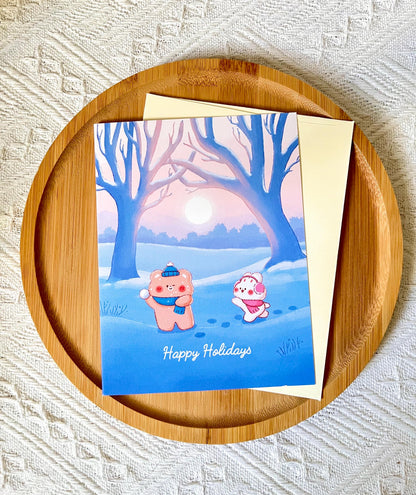 Winter Snowball Fight Holiday Card (4.25x5.5 in)
