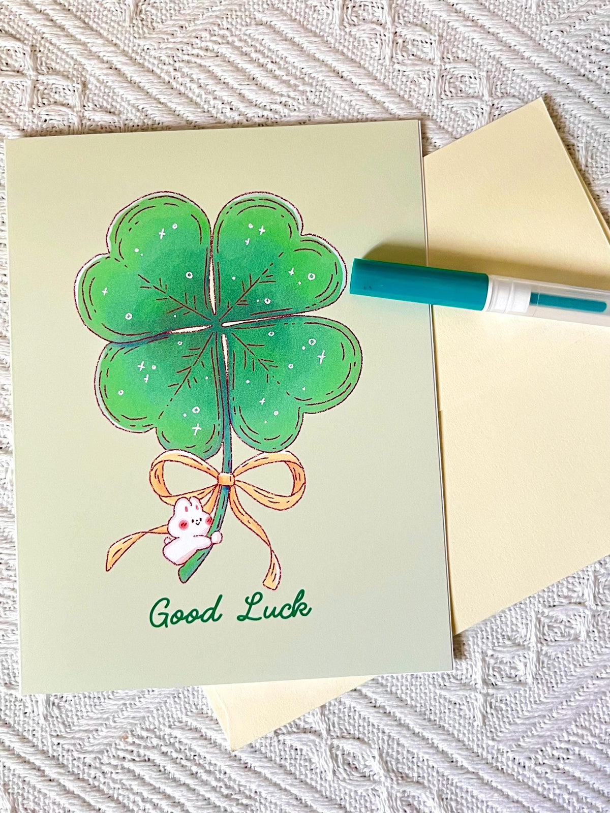 Four Leaf Clover Good Luck Card (4.25x5.5 in)