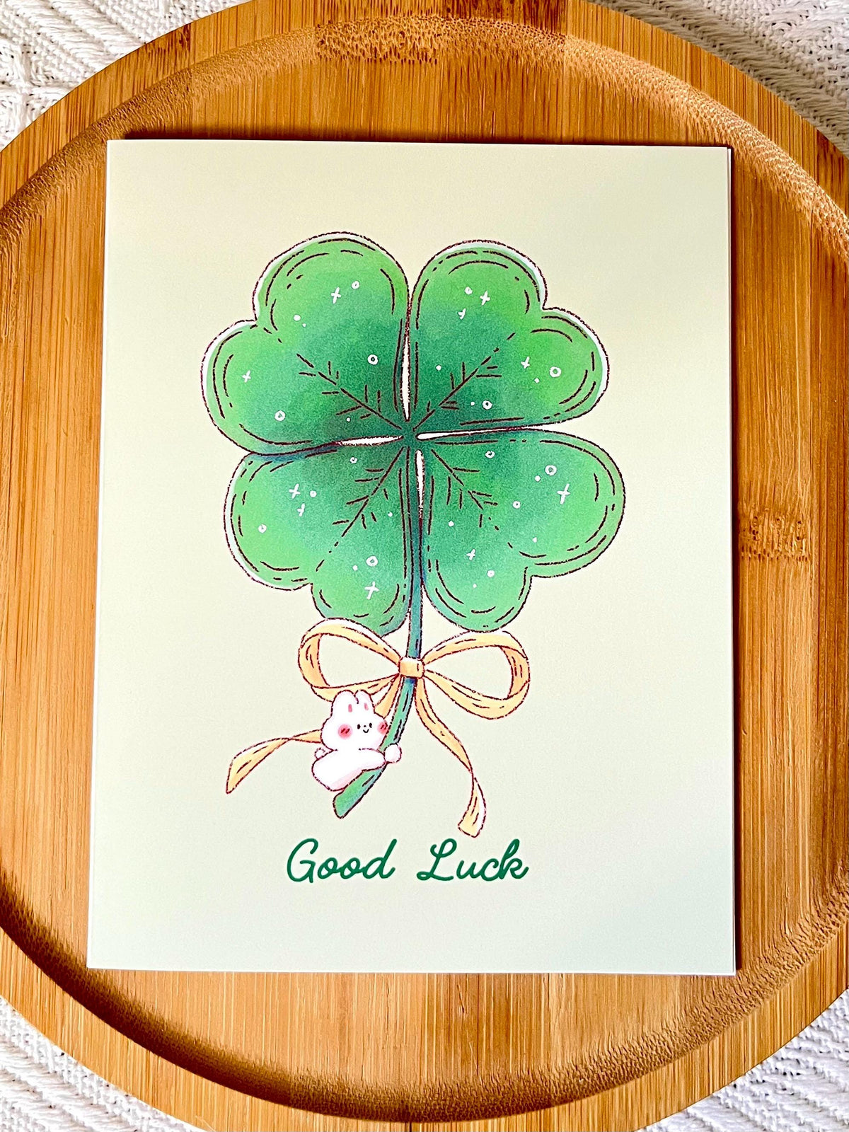 Four Leaf Clover Good Luck Card (4.25x5.5 in)