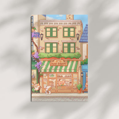 Blossom Street Art Poster • Bunny Bistro • Bear Bakery (11x17 in)