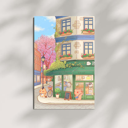 Blossom Street Art Poster • Bunny Bistro • Bear Bakery (11x17 in)