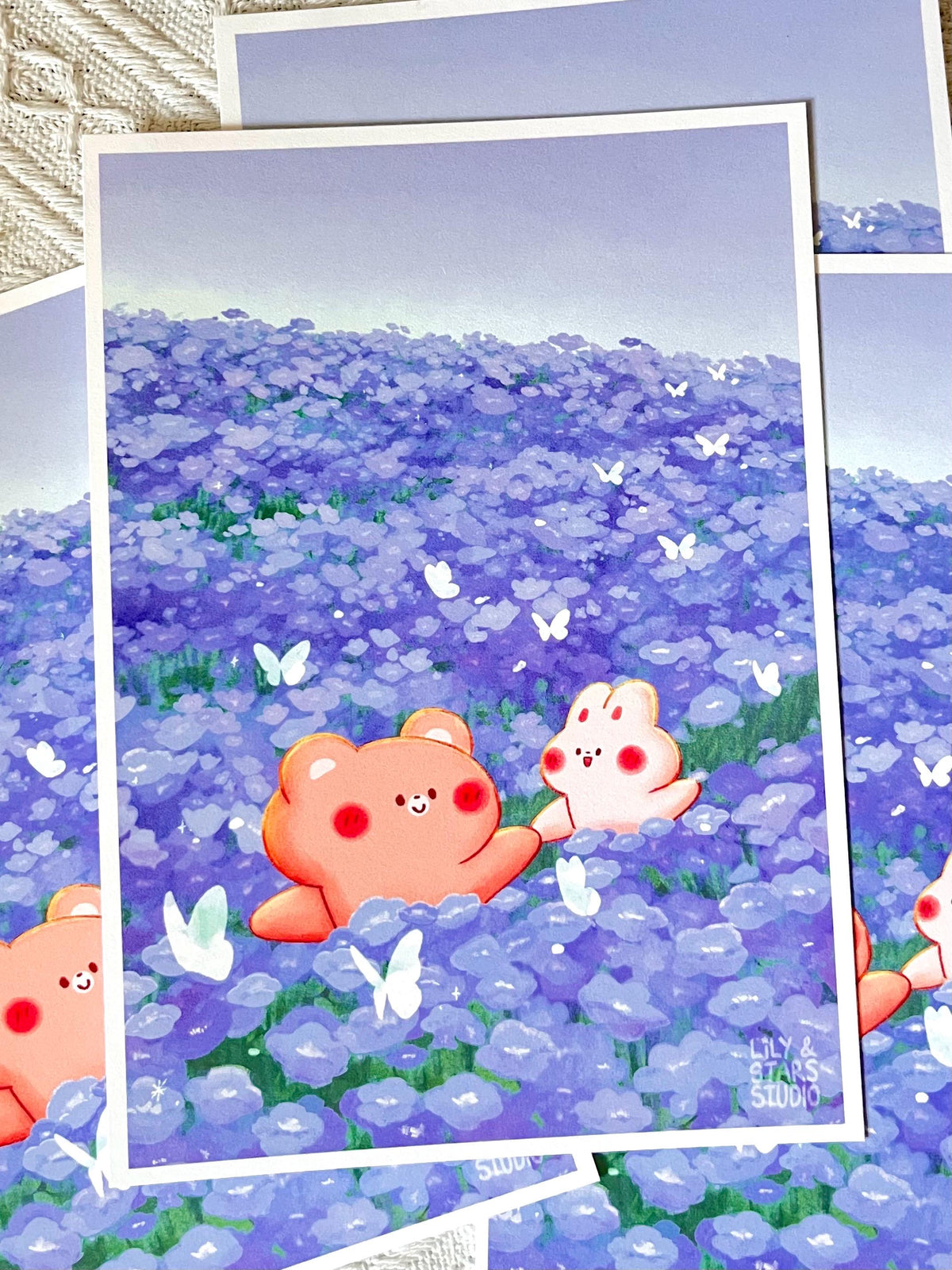 Flower Field Blues Small Art Print (5x7 in)