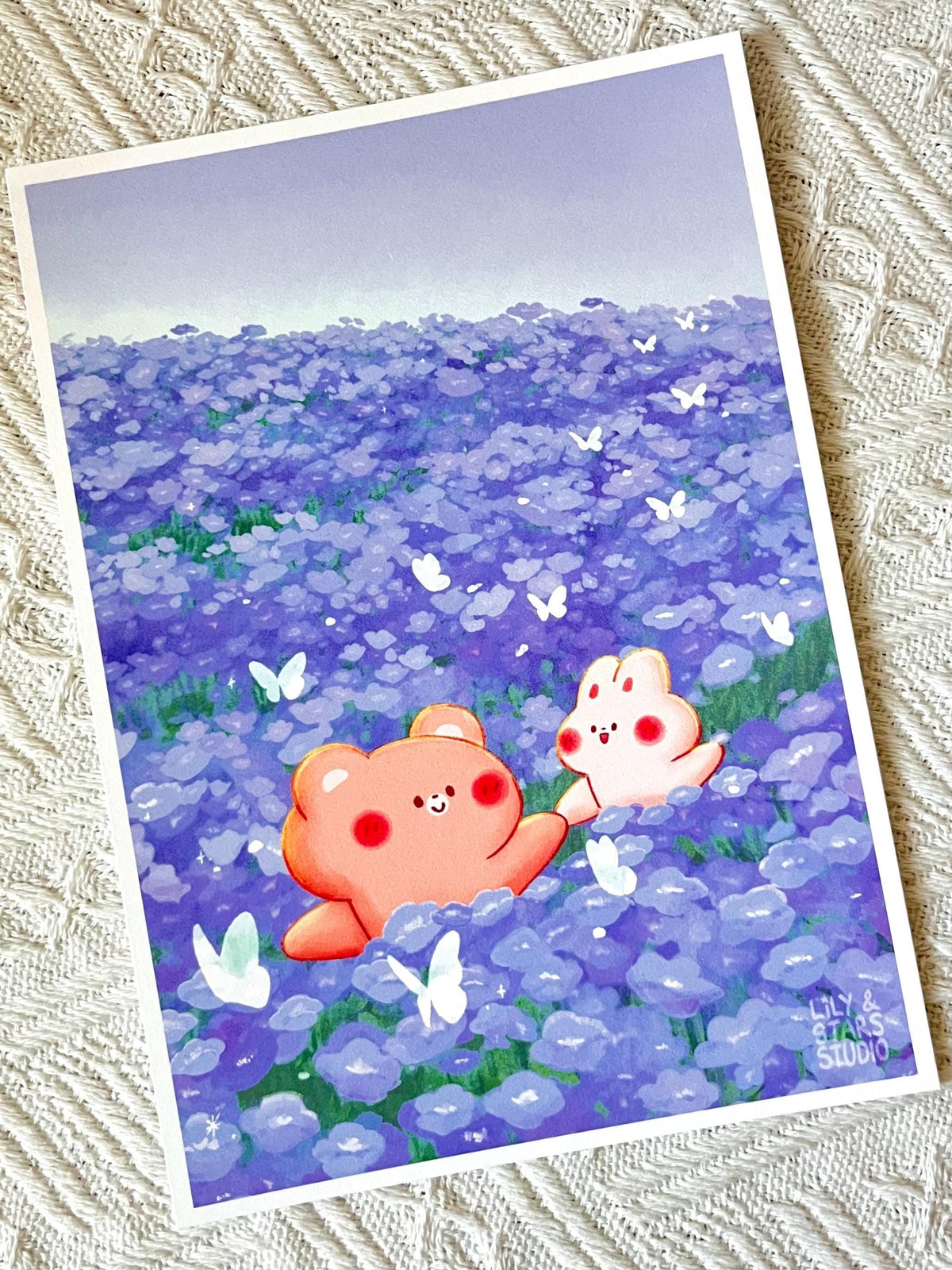 Flower Field Blues Small Art Print (5x7 in)