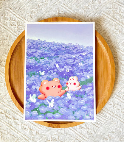 Flower Field Blues Small Art Print (5x7 in)