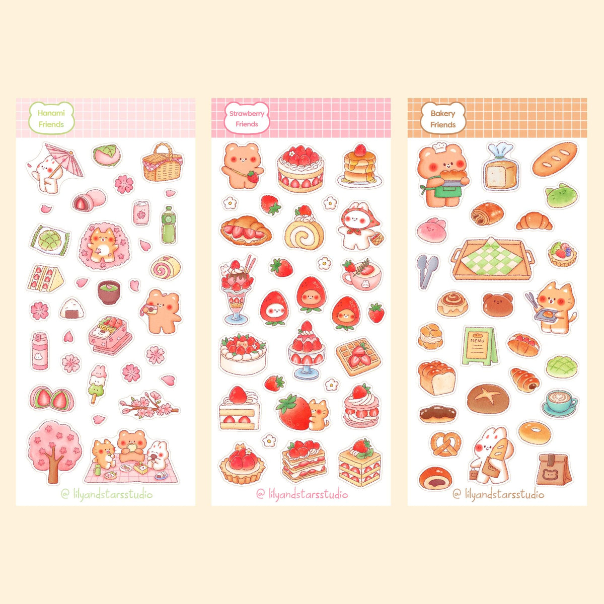 Bun and Bear Sticker Sheet Bundle • 19 Sheets • Kawaii Matte Sticker Set