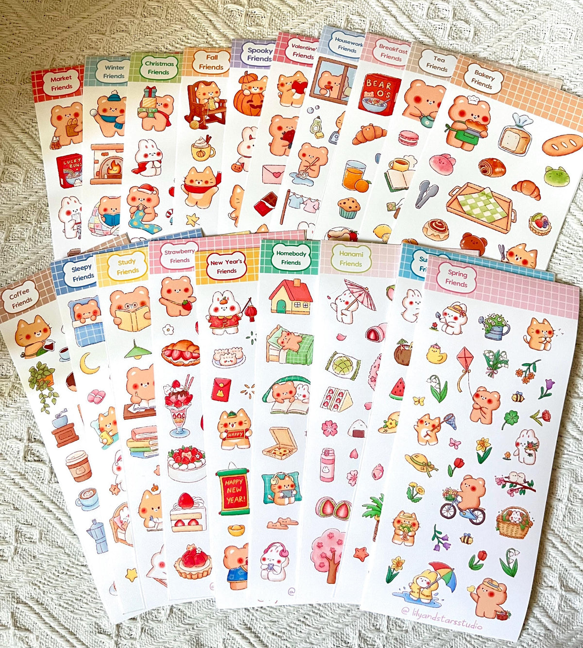 Bun and Bear Sticker Sheet Bundle • 19 Sheets • Kawaii Matte Sticker Set