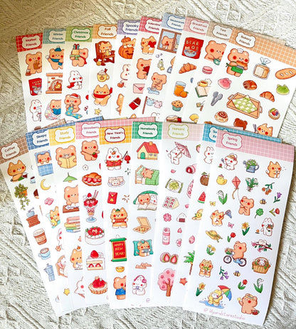 Bun and Bear Sticker Sheet Bundle • 19 Sheets • Kawaii Matte Sticker Set
