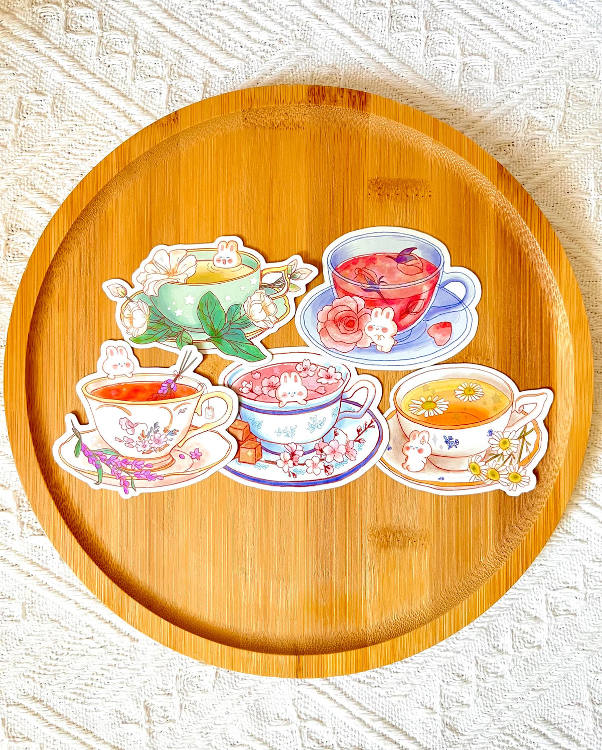 Flower Tea Bunny Holographic Sticker