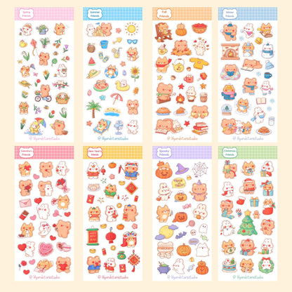 Bun and Bear Sticker Sheet Bundle • 19 Sheets • Kawaii Matte Sticker Set
