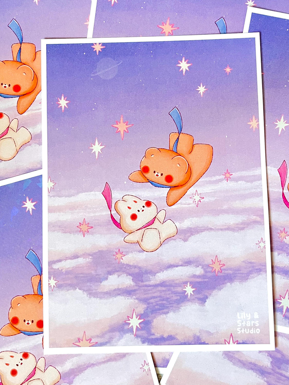 Falling Stars Small Holographic Art Print (5x7 in)