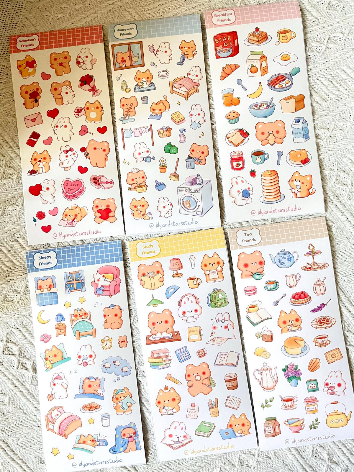Bun and Bear Sticker Sheet Bundle • 19 Sheets • Kawaii Matte Sticker Set