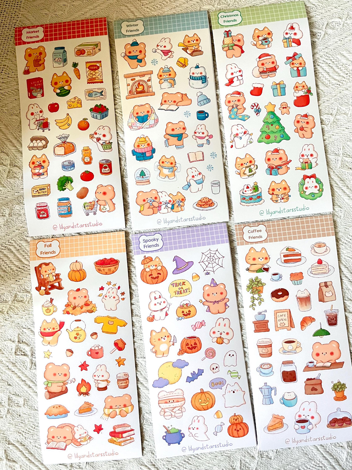 Bun and Bear Sticker Sheet Bundle • 19 Sheets • Kawaii Matte Sticker Set
