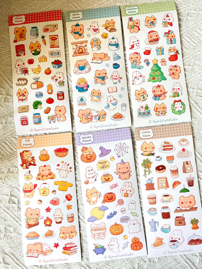 Bun and Bear Sticker Sheet Bundle • 19 Sheets • Kawaii Matte Sticker Set
