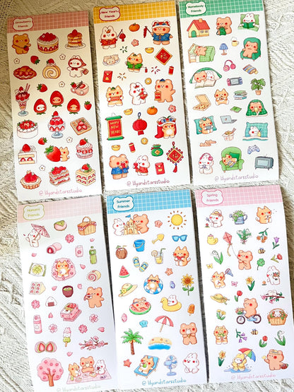 Bun and Bear Sticker Sheet Bundle • 19 Sheets • Kawaii Matte Sticker Set