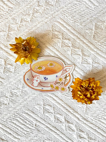 Flower Tea Bunny Holographic Sticker